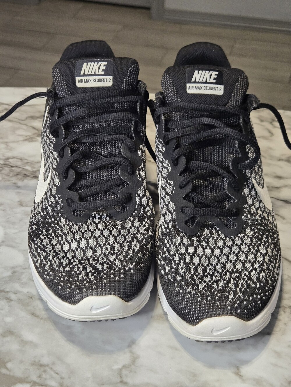 Nike Black & White Knit Air Max Sequent 2 Sneakers